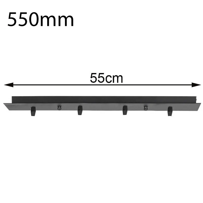 Deckenbaldachin Schwarz länglich 55cm – 4-flammig für Pendelleuchten~4148