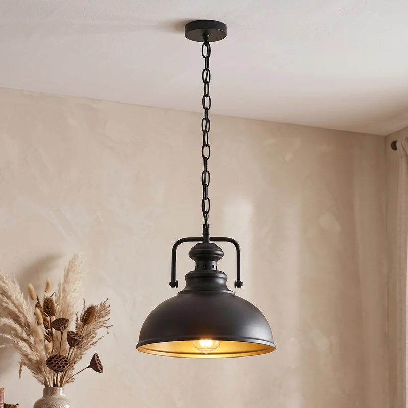 Industrielle Pendelleuchte | Metall Hängelampe Fabrikstil mit Kette | Ø 29cm~3614