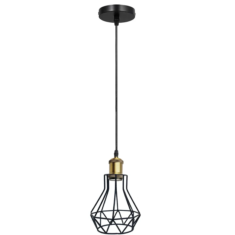 Retro Industrie Pendelleuchte Schwarz – Vintage Drahtkäfig Hängelampe~4141