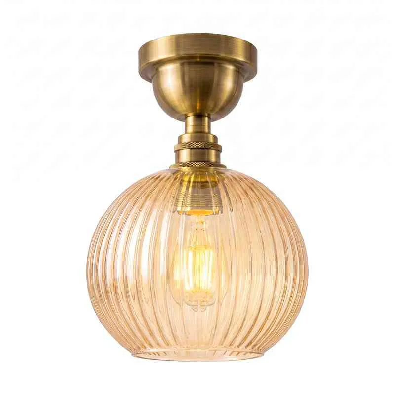 Vintage Braunglas halbbündige Deckenleuchte E27 Lampe~4042