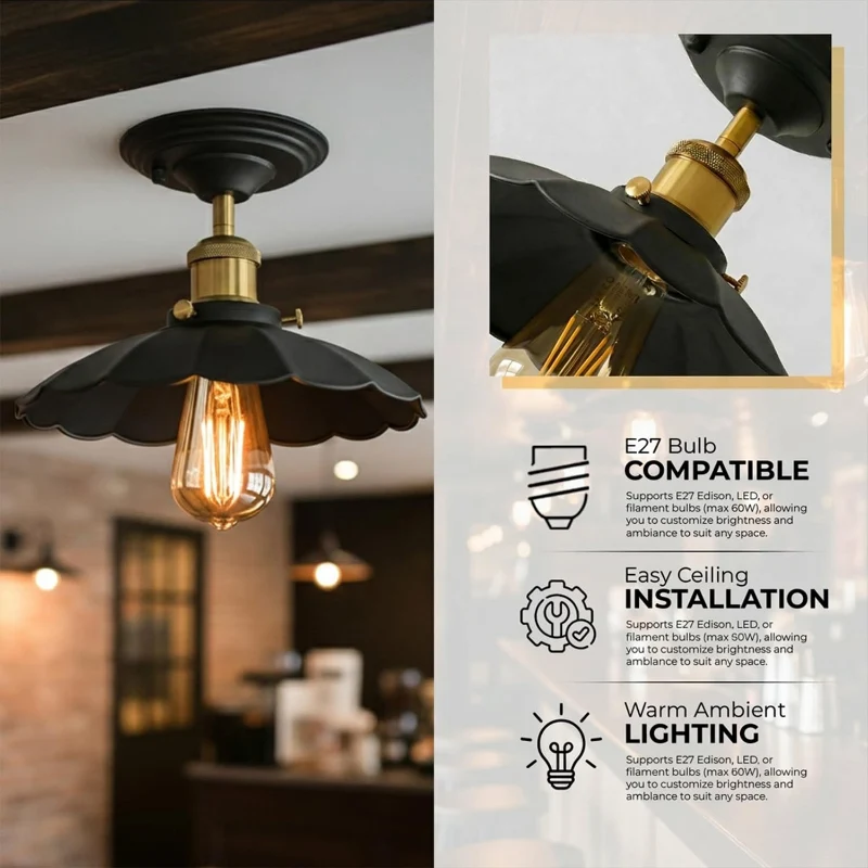 Vintage Deckenleuchte Semi Flush Mount | Retro Design ~3952