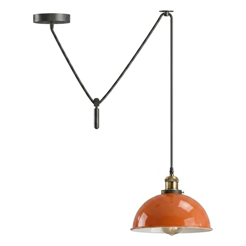 Vintage Seilzug Hängelampe | Dezentrale Deckenlampe mit E27 kuppel~4033