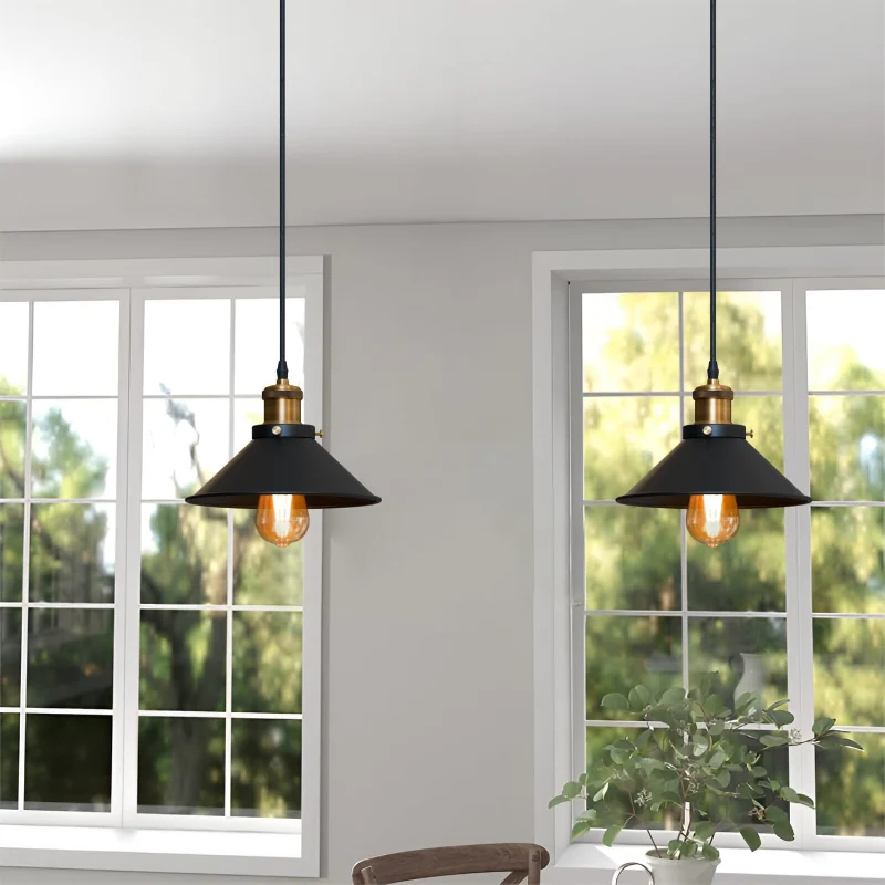 Moderne Hängeleuchte Schwarz Vintage E27 verstellbar ~4116