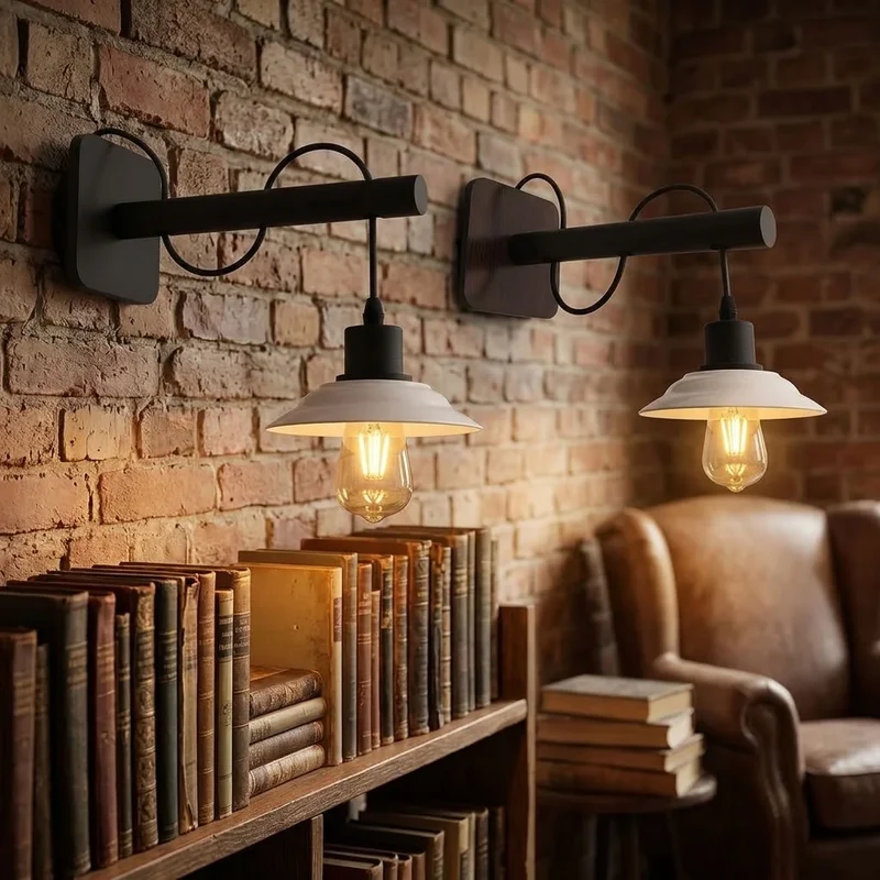 Moderne Wandleuchte Schwarz Weiß | E27 Industrial Flur Wandlampe als Set~4118