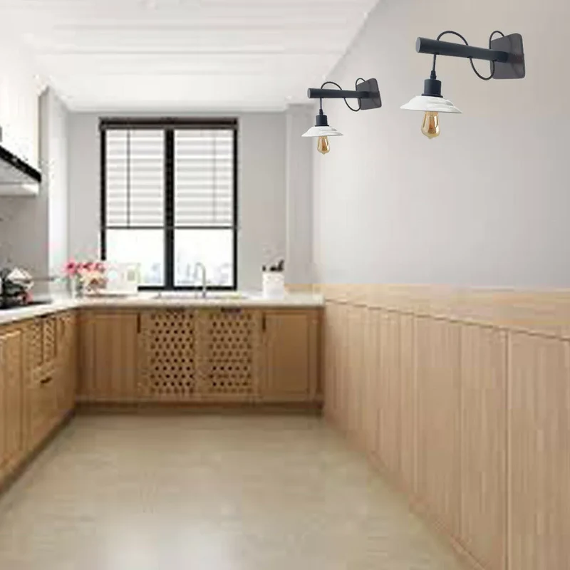 Moderne Wandleuchte Schwarz Weiß | E27 Industrial Flur Wandlampe als Set~4118