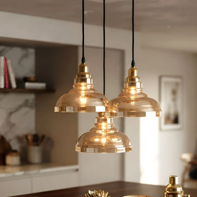 Retro Bistrolampe Glas – Gutsherrenleuchte Vintage Hängelampe Tresen | Ø28cm | E27 ~4105