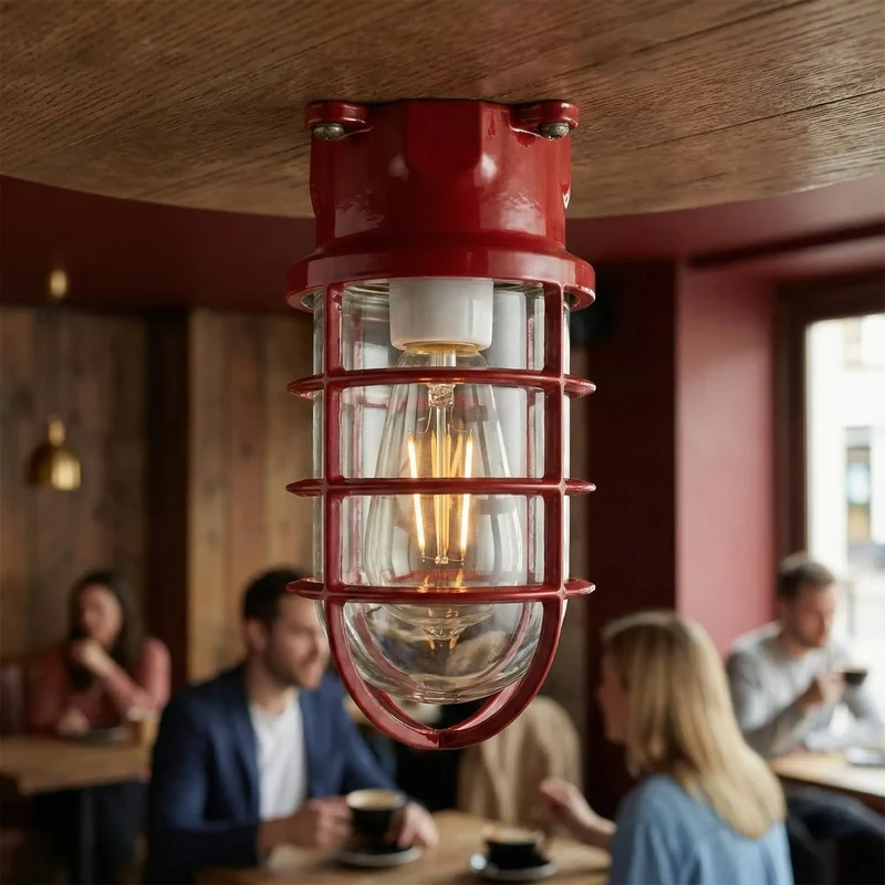 Maritim Schott Unterputz Deckenleuchte Drahtkäfig | E27 Bunker Lampe ~4084