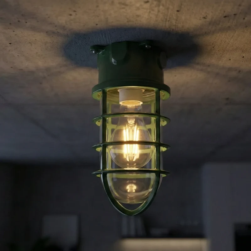Maritim Schott Unterputz Deckenleuchte Drahtkäfig | E27 Bunker Lampe ~4084