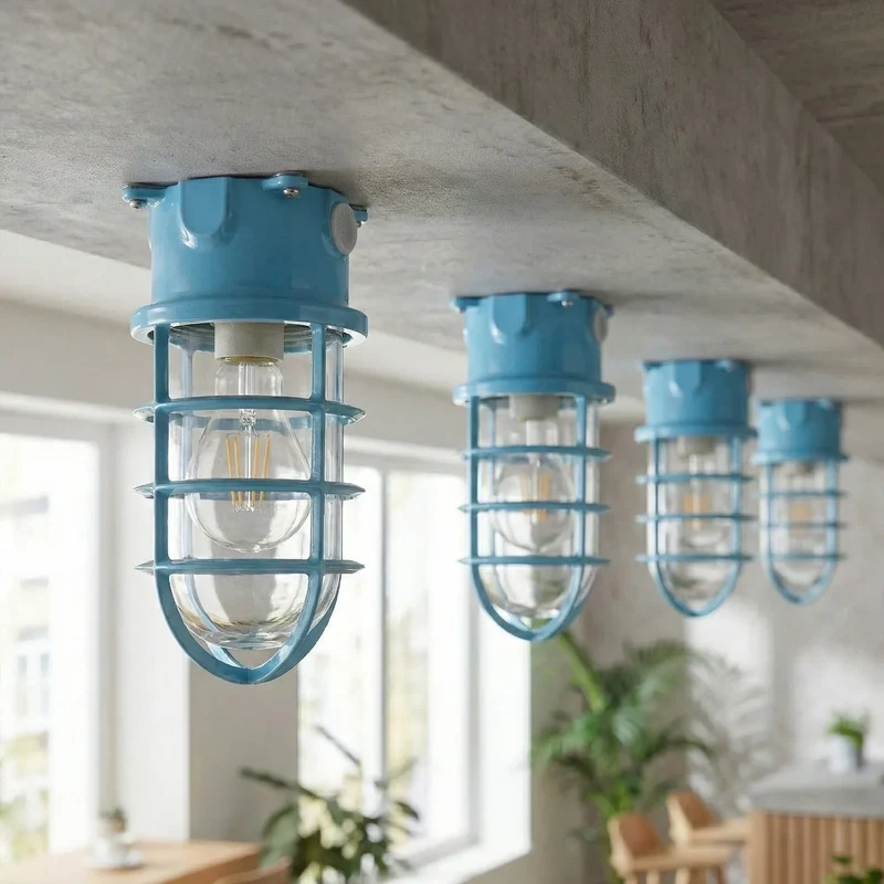 Maritim Schott Unterputz Deckenleuchte Drahtkäfig | E27 Bunker Lampe ~4084