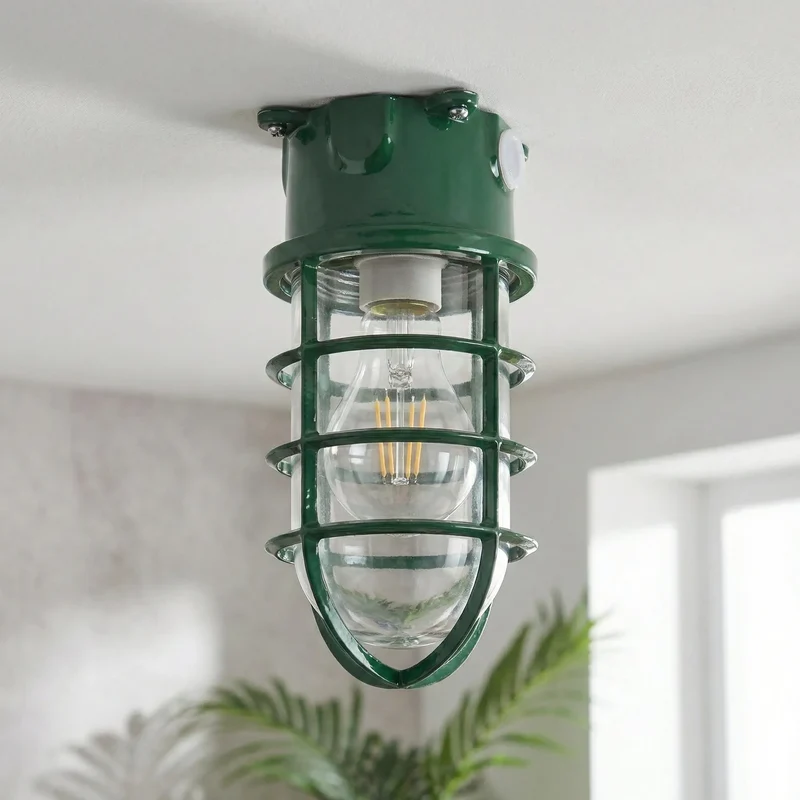 Maritim Schott Unterputz Deckenleuchte Drahtkäfig | E27 Bunker Lampe ~4084