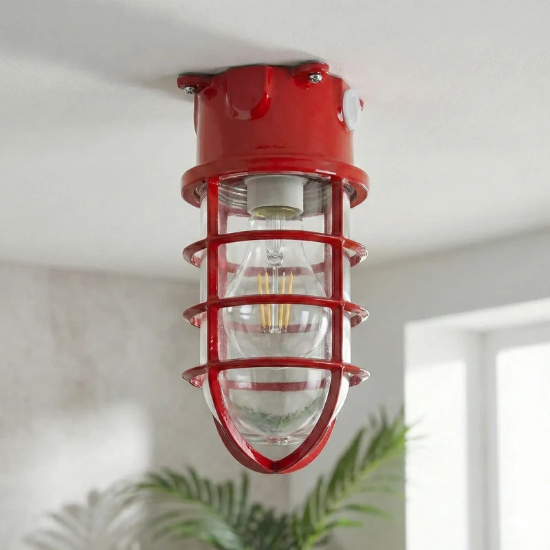 Maritim Schott Unterputz Deckenleuchte Drahtkäfig | E27 Bunker Lampe ~4084