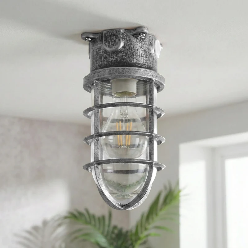 Maritim Schott Unterputz Deckenleuchte Drahtkäfig | E27 Bunker Lampe ~4084