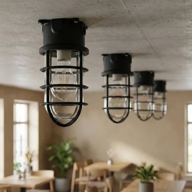 Maritim Schott Unterputz Deckenleuchte Drahtkäfig | E27 Bunker Lampe ~4084