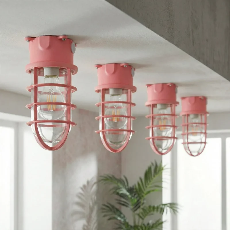 Maritim Schott Unterputz Deckenleuchte Drahtkäfig | E27 Bunker Lampe ~4084
