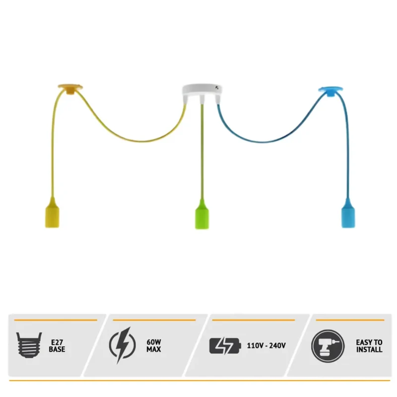 3-flammige Affenschaukel Pendelleuchte Bunt | E27 LED Notenschlüssel-Lampe ~4036
