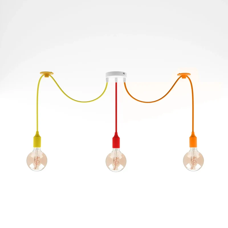 3-flammige Affenschaukel Pendelleuchte Bunt | E27 LED Notenschlüssel-Lampe ~4036
