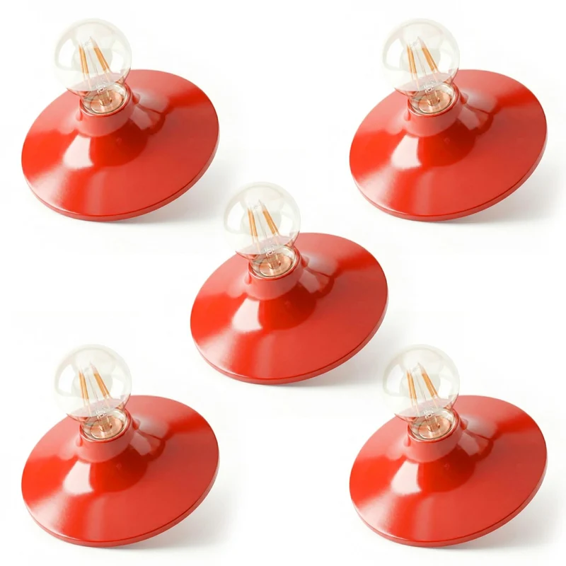 Minimalistische Wand & Deckenleuchte E27 | Retro Lampe Schwarz Rot Weiß~3906