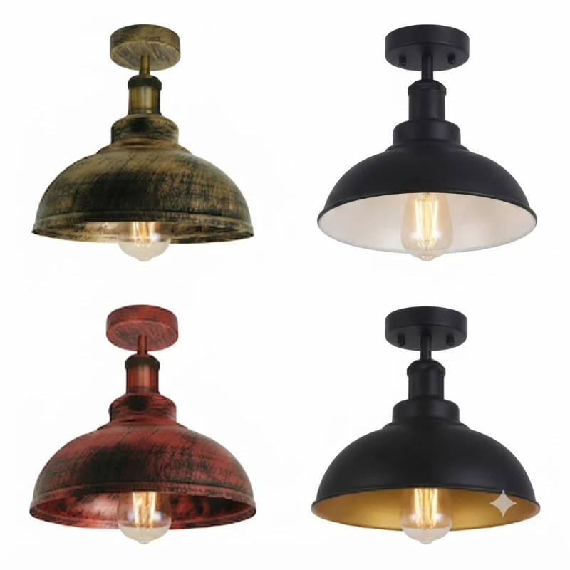 Industrie Deckenleuchte Vintage E27 Halb Unterputz Lampe ~3944