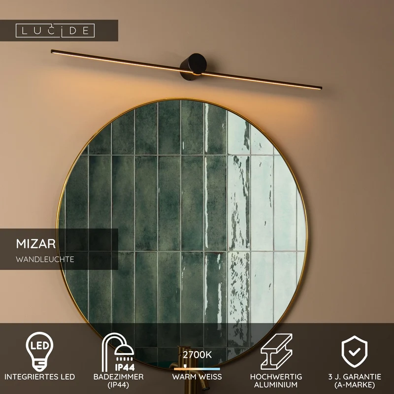 LED-Wandleuchte Mizar IP44 90cm Schwarz