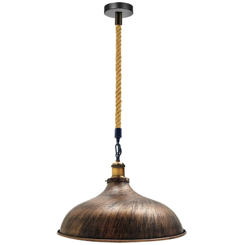 Vintage Pendelleuchte Ø 36cm mit rustikalem Hanfseil ~3804