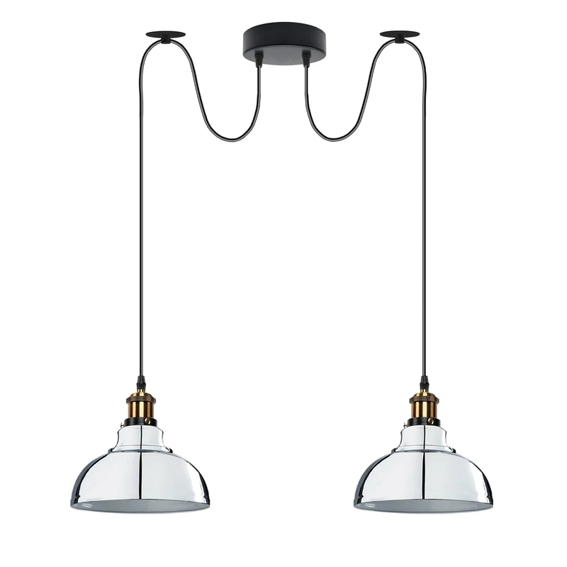 2m moderne industrielle Spinnen-Pendelleuchte 2-flammige Hängelampe E27 ~3794