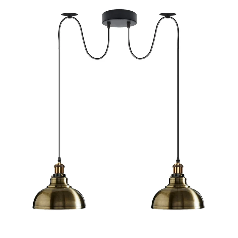 2m moderne industrielle Spinnen-Pendelleuchte 2-flammige Hängelampe E27 ~3794