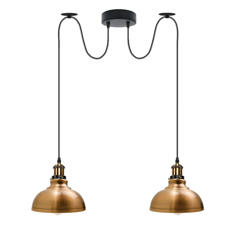 2m moderne industrielle Spinnen-Pendelleuchte 2-flammige Hängelampe E27 ~3794