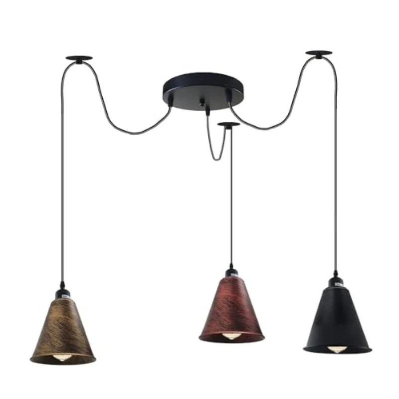 3-flammige Pendelleuchte Industrial Vintage E27 Schwarz ~4055