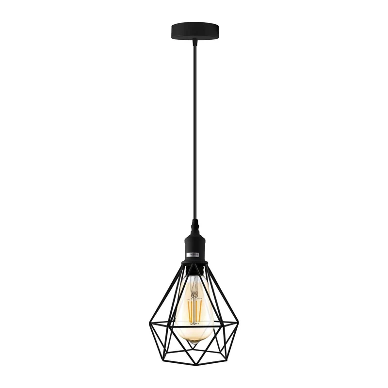 Geometrische Pendelleuchte - Industrial Diamant Drahtkäfig-Hängelampe E27~4107