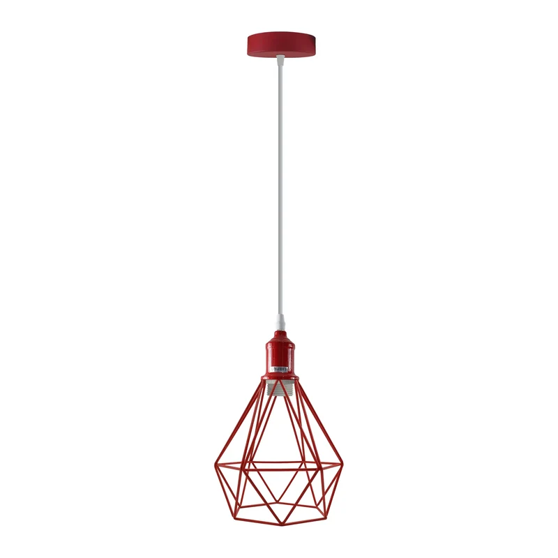 Geometrische Pendelleuchte - Industrial Diamant Drahtkäfig-Hängelampe E27~4107