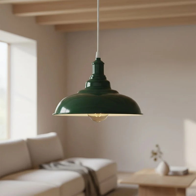 Industrial Farbige Pendelleuchte einzeln | E27 Metall Esstisch Hängelampe Ø 32 cm~4113