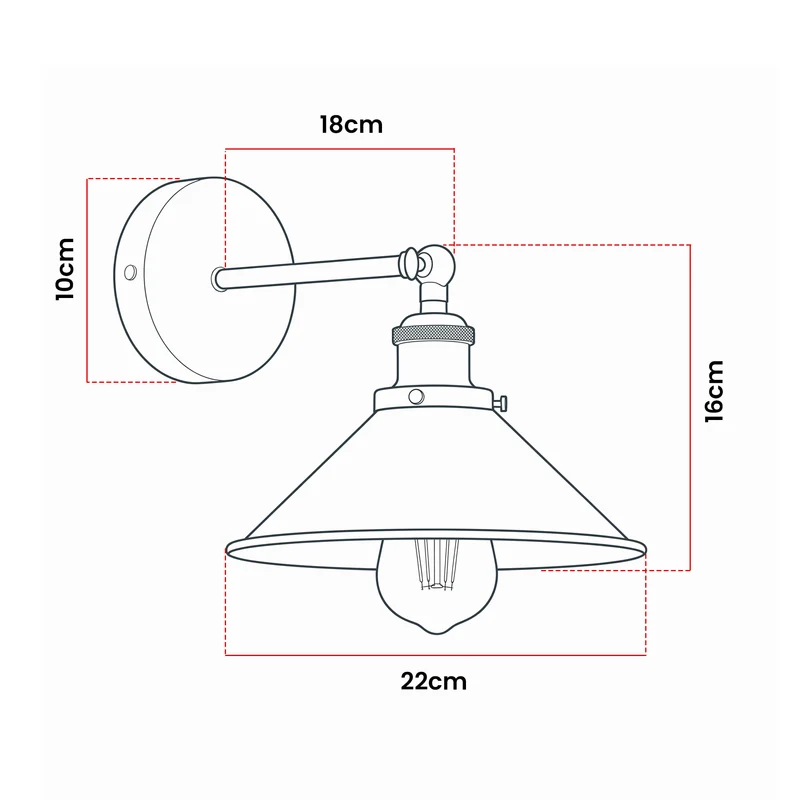 Vintage Wandleuchte weiß E27 Metallkegel lampe für Wohn- & Schlafzimmer~4102