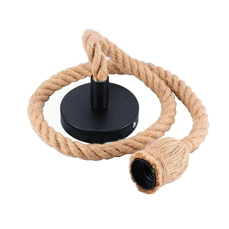 Vintage Knoten Pendelleuchte – Industrie Hanfseil Hängelampe | 1m | E27 ~4094