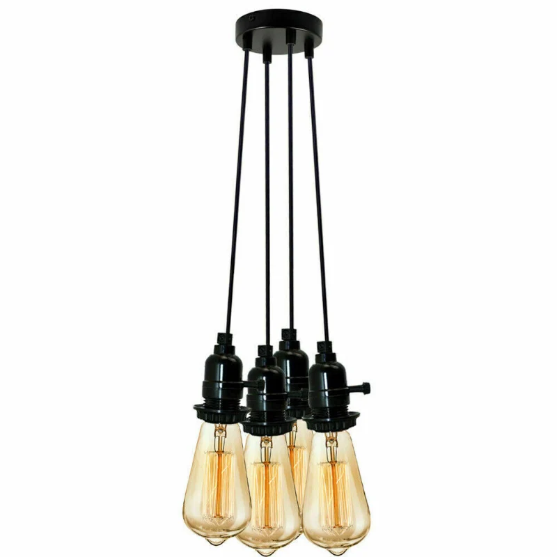 Pendelleuchte 1-5 flammig Schwarz mit Schalter | LEDSONE ~4014
