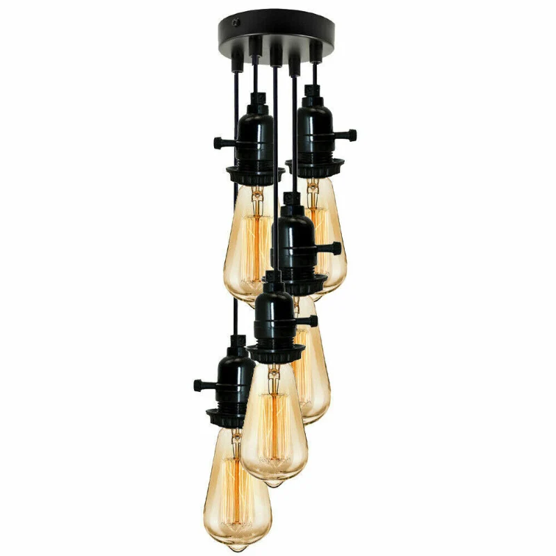 Pendelleuchte 1-5 flammig Schwarz mit Schalter | LEDSONE ~4014