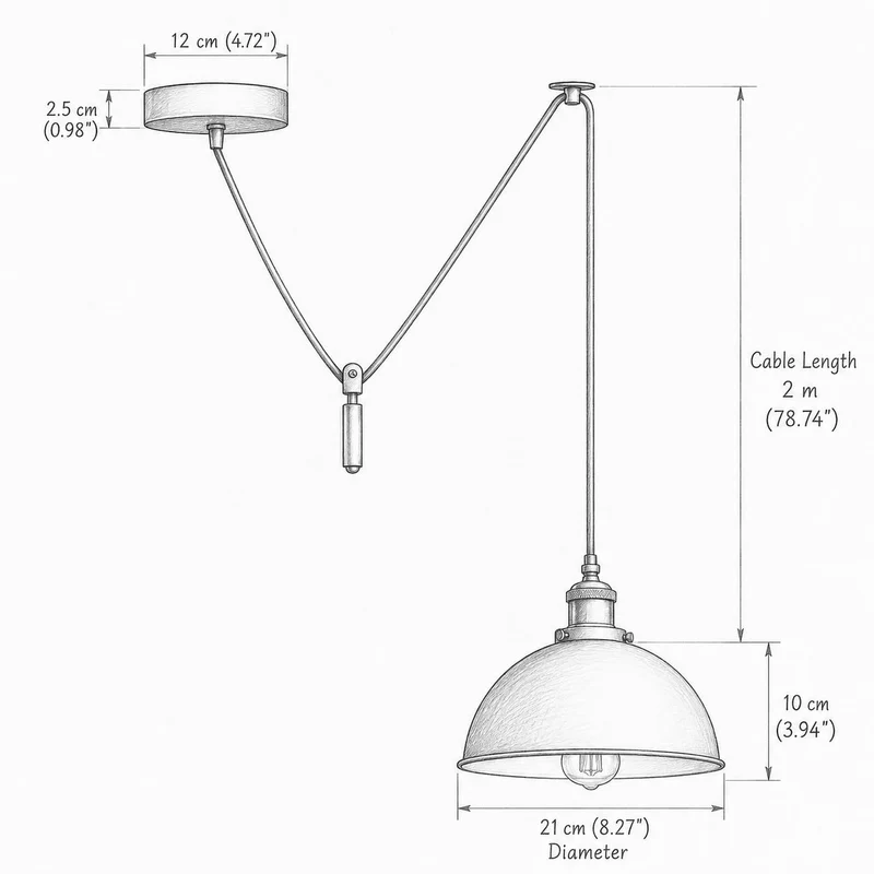 Pendelleuchte Höhenverstellbar – Vintage Trichter Deckenlampe Küche | Ø 21cm | E27 ~3968