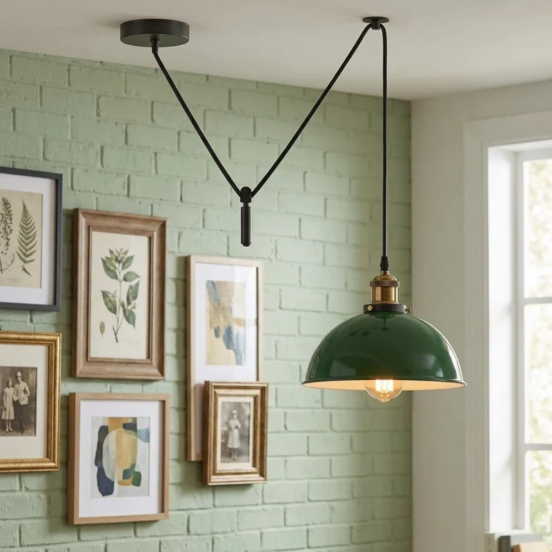Pendelleuchte Höhenverstellbar – Vintage Trichter Deckenlampe Küche | Ø 21cm | E27 ~3968