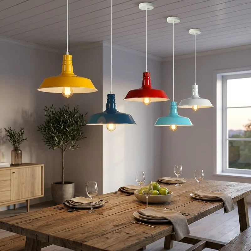 Modern Esstisch Pendelleuchte Groß | E27 Farbige Kücheninsel Lampe~3713