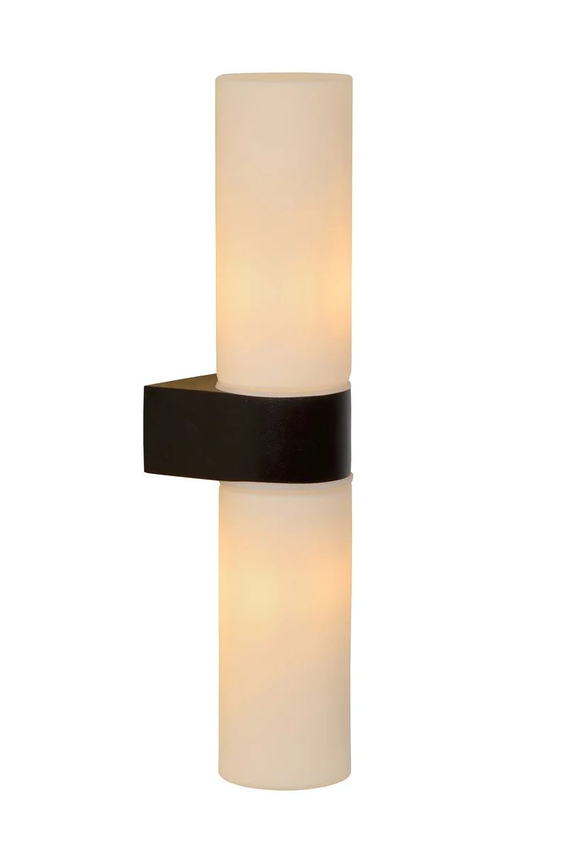 Badezimmer-Wandleuchte Jesse 2-flammig IP44 Glas Schwarz