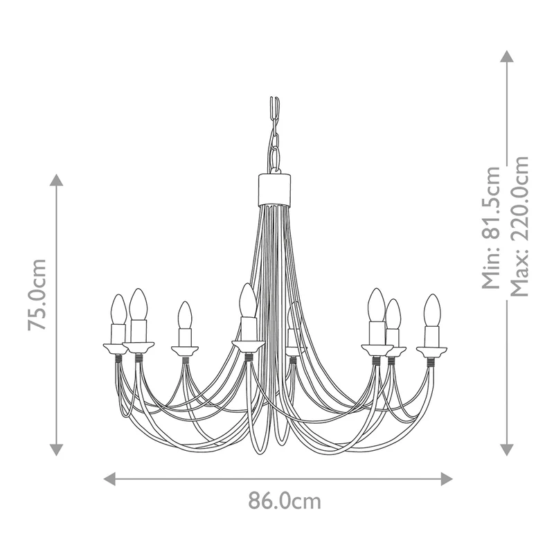 Kronleuchter Carisbrooke 8-flammig Schwarz Ø 86cm