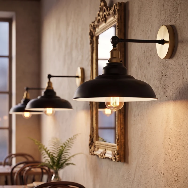 Verstellbare Wandleuchte – Vintage Fabrik Industrie Wandlampe | Ø 32cm | E27 ~3965