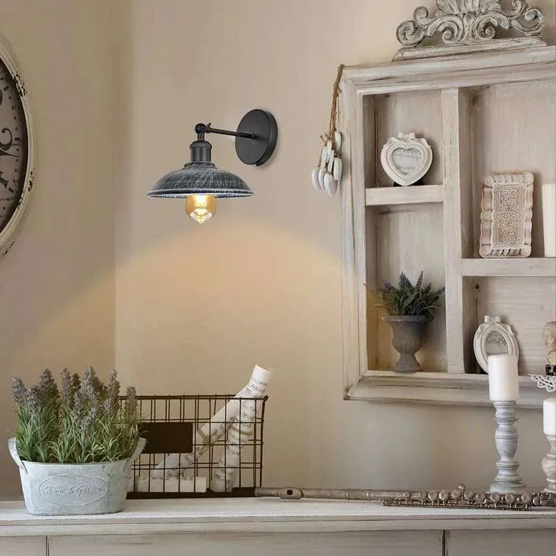 Antik Wandleuchte Shabby Chic – Vintage Industrie Wandlampe | Ø 24cm | E27 ~3966