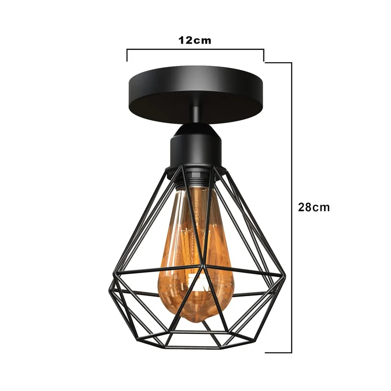 Vintage Käfigleuchte – Industrie Unterputz Deckenlampe Flur | E27 ~4005