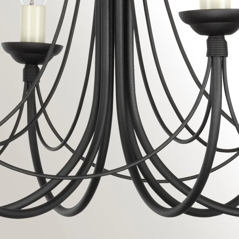 Kronleuchter Carisbrooke 6-flammig höhenverstellbar Schwarz 61cm