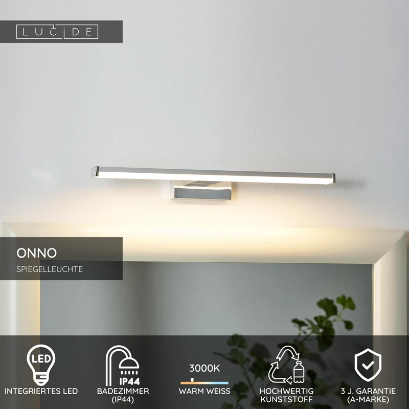 LED-Spiegelleuchte Onno IP44 40cm Chrom