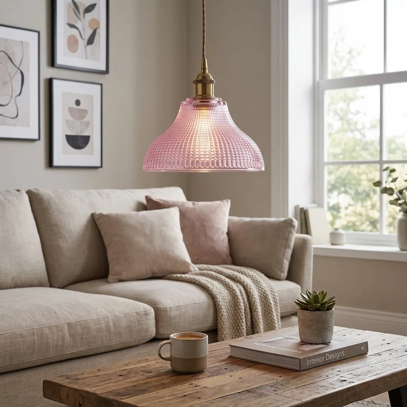 Lila Glaslampenschirm im Vintage-Stil für lampen~3759