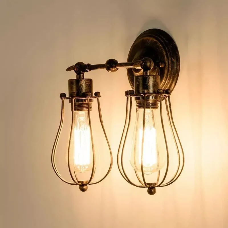 Wandleuchte Industrial Drahtkäfig E27 Vintage Wandlampe~3153