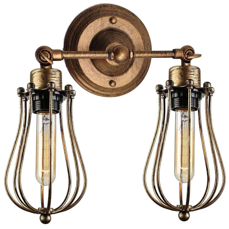 Wandleuchte Industrial Drahtkäfig E27 Vintage Wandlampe~3153