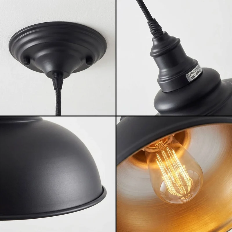 Hängelampe Schwarz Gold – Pendellampe für Über Theke & Esstisch ~3745