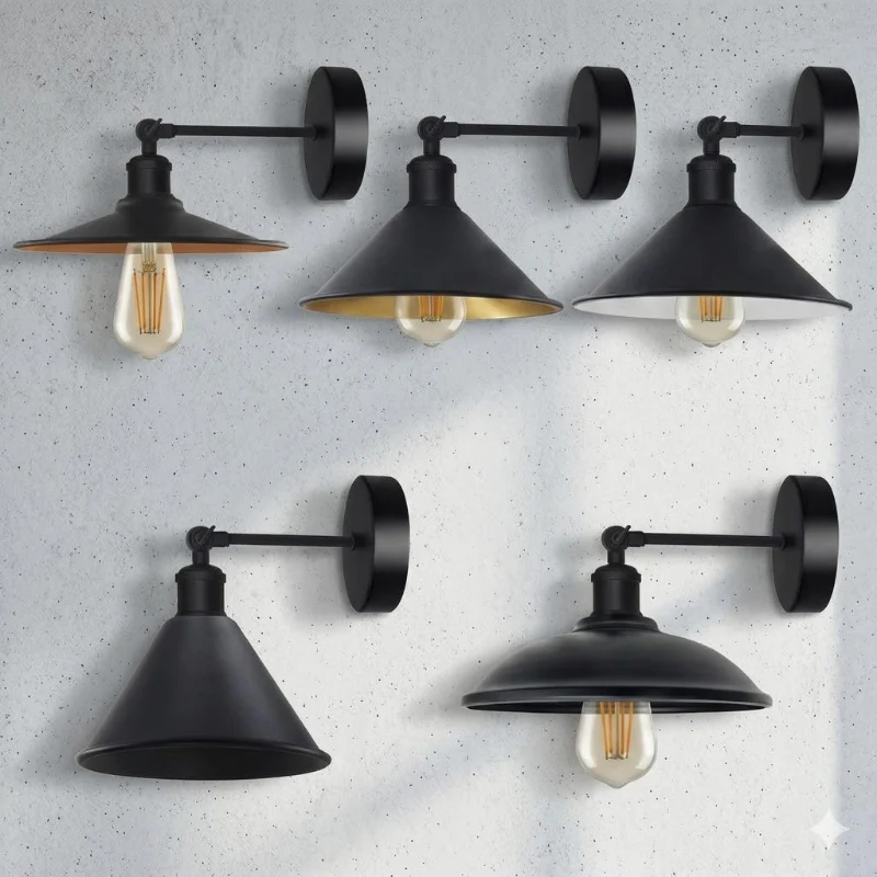 LEDSONE Vintage Wandlampe Schwarz | Verstellbare ~3768